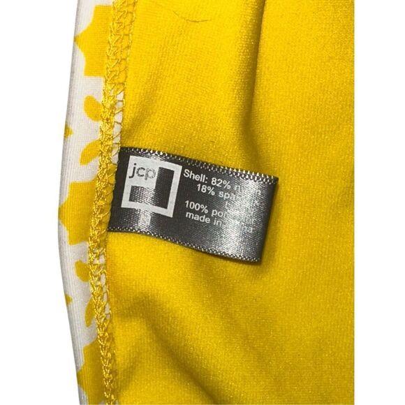 NEW WITH TAGS jcp Print Shirred Side-Tab Hipster Swim Bottoms Yellow MSRP $38 NW - Picture 3 of 3